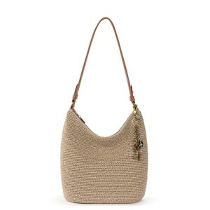 The Sak Beige Woven Hobo with Brown Leather Strap and Charm